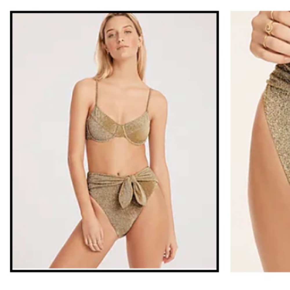 Jcrew gold sand sparkles bikini high waisted bottom
